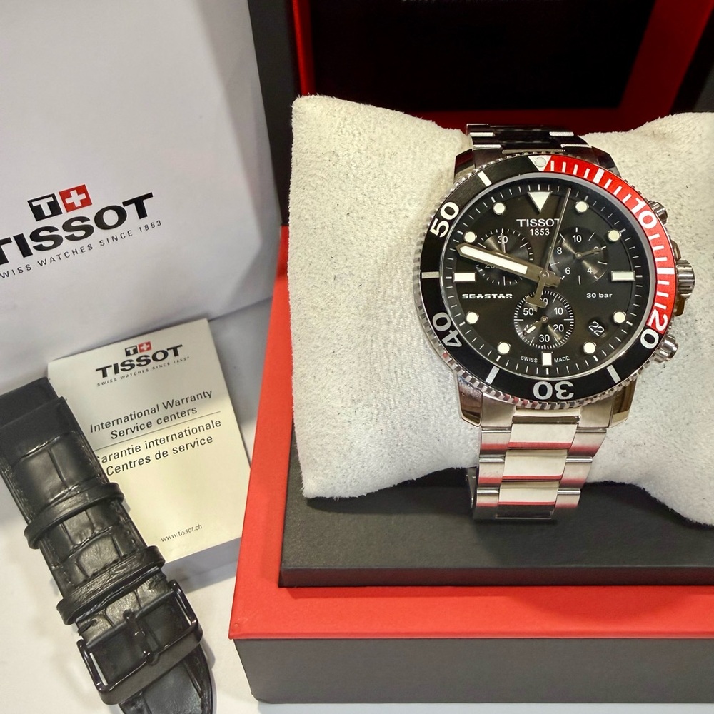 Tissot Seastar Chronograph Date Designer Dive Mens Watch - Picture 8 of 8